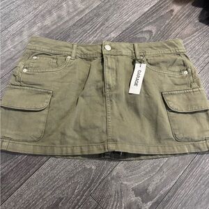 Garage Khaki Green Denim Skirt